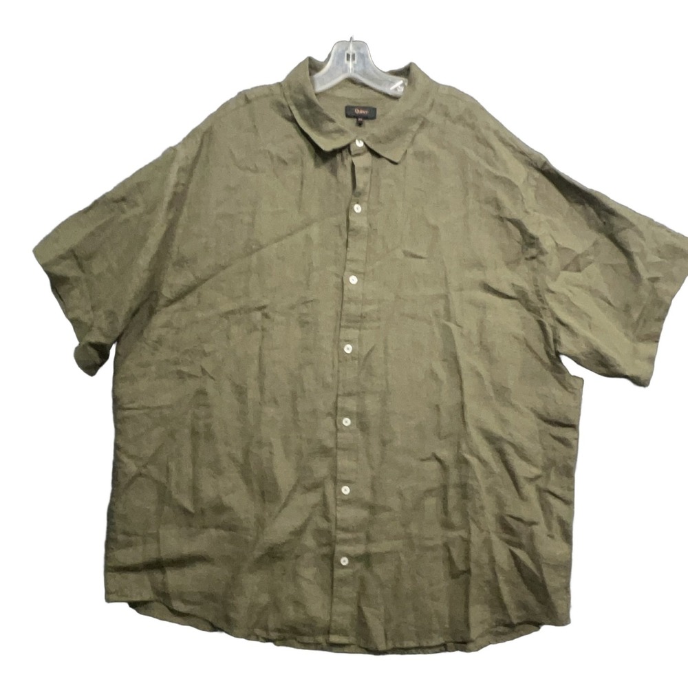 Quince Men's 3XL Short Sleeve Button Down Shirt Green Linen Relaxed Breathable
